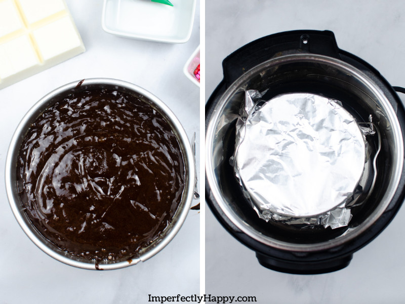 Grinch Christmas Truffles Preparation
Cake mix in spring form pan and then in Instant Pot