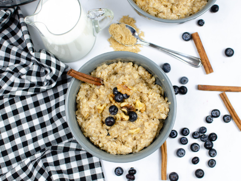 Instant Pot Oatmeal Prepared with nuts and berries 