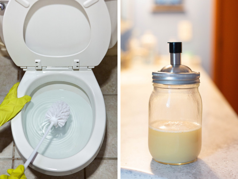 Homemade Toilet Bowl Cleaner and cleaning the toilet