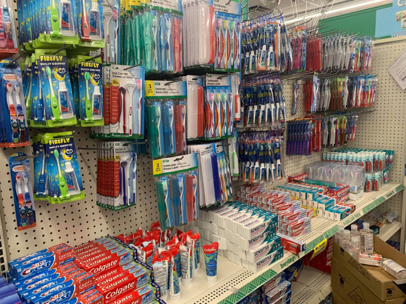 Prepping Items to Buy at the Dollar Store tooth brushes and toothpaste 