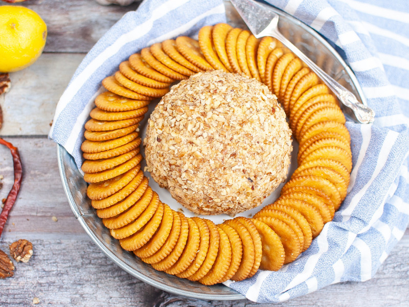 Pecan Crusted Cheese Ball Recipe top view