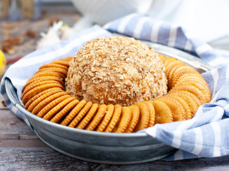 Pecan Crusted Cheese Ball Recipe close up