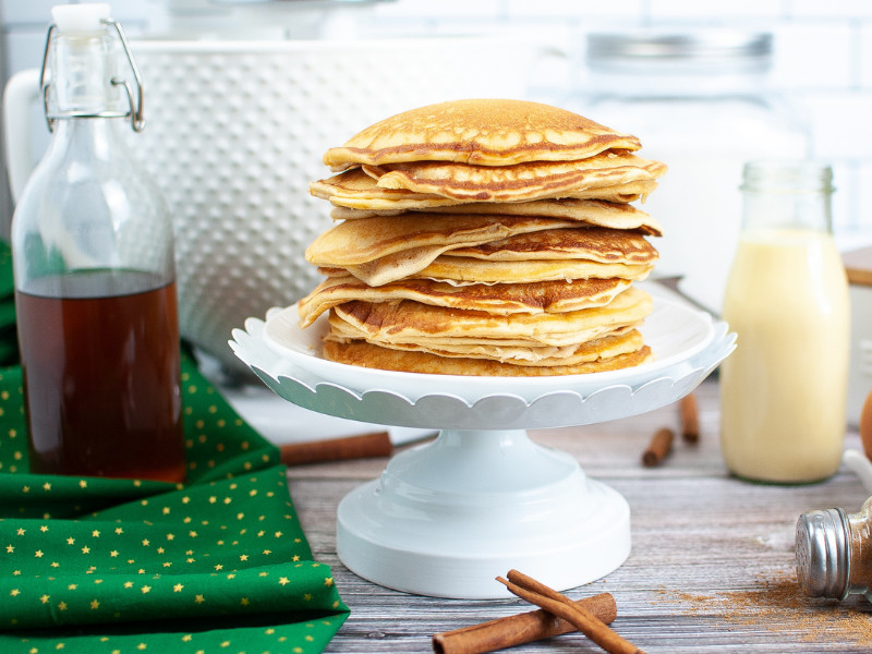 homemade syrup with pancakes